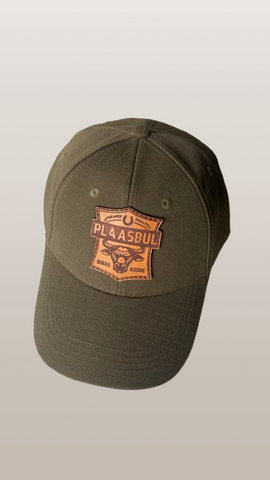 Plaasbul Kudde Keps - Leer Logo, Olyf