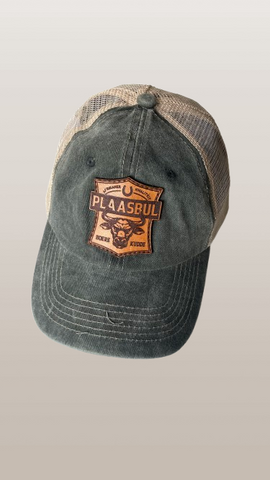Plaasbul Kudde Trucker Keps - Leer Logo, Donker Grys