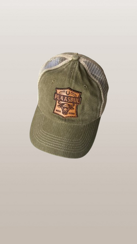 Plaasbul Kudde Trucker Keps - Leer Logo,Olyf