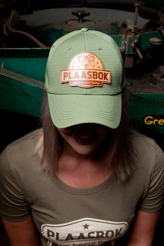 Plaasbok Keps - Leer Logo, Ligte Groen